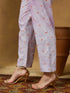 Janasya Women's Lavender Cotton Blend Ethnic Motifs Printed Anarkali Kurta Set